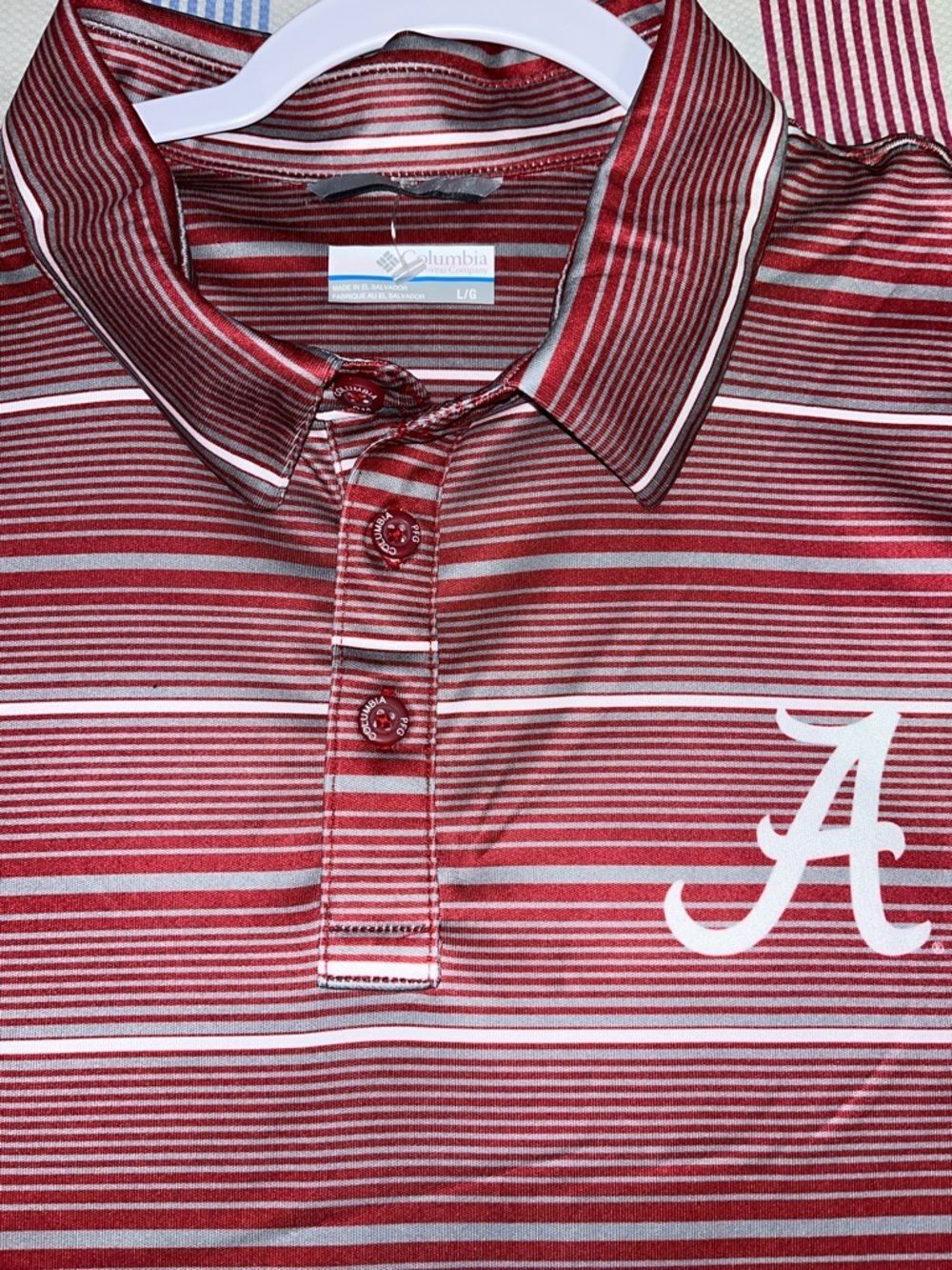 New Columbia PFG Alabama Bama Crimson Roll Tide Poly Fishing Golf polo shirt L - Picture 4 of 6
